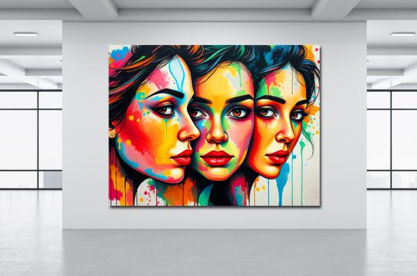 frauengesichter bunt pop art -peggy liebenow- kunst original kaufen